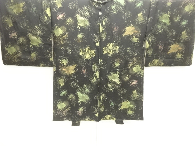 JAPANESE ANTIQUE HAORI / TAISHO ROMAN STYLE / URUSHI / WOVEN ABSTRACT